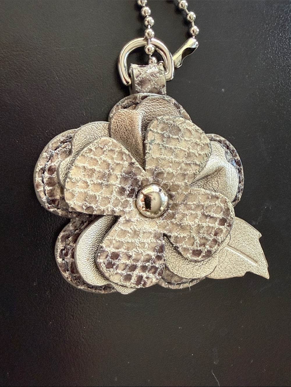 Coach Silver Tea Rose Flower Bag Charm